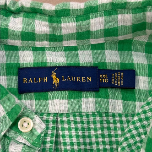 Ralph Lauren Green and White Checkered Lightweight Cotton Men's Shirt Size XXL - Picture 4 of 7